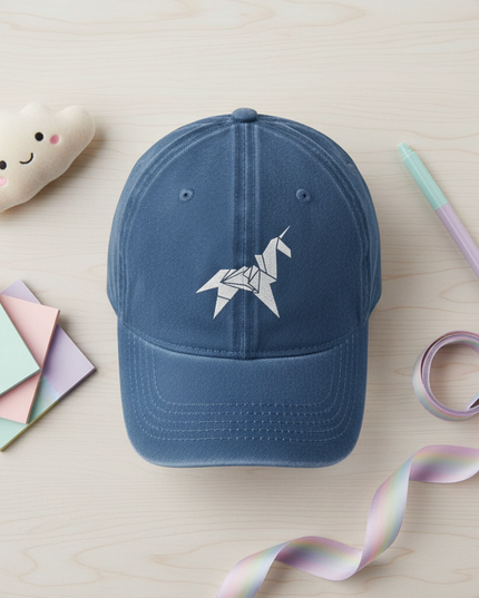 unicorn origami cap - flat-lay