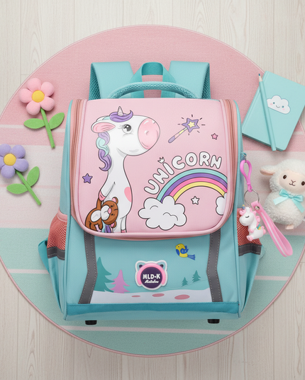 unicorn orthopedic backpack for school - flat-lay