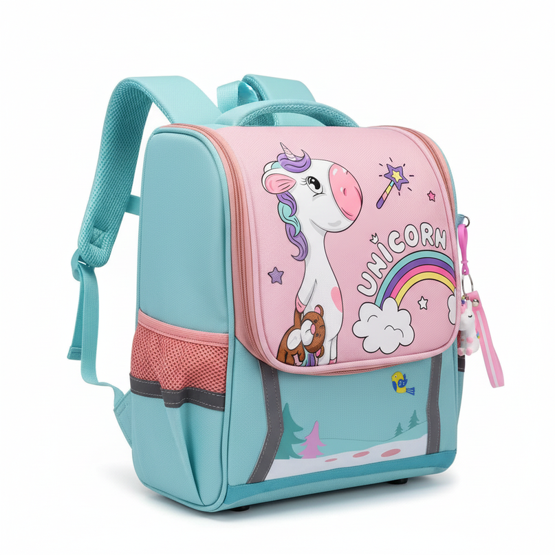 unicorn orthopedic backpack for school - white-bg
