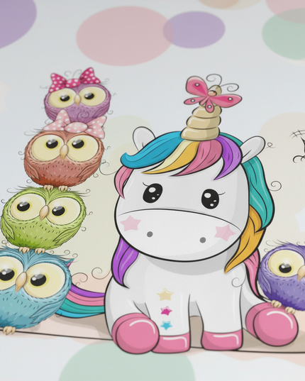 unicorn owl bedding - detail