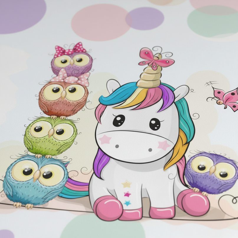 unicorn owl bedding - detail