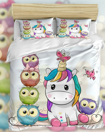 unicorn owl bedding - lifestyle