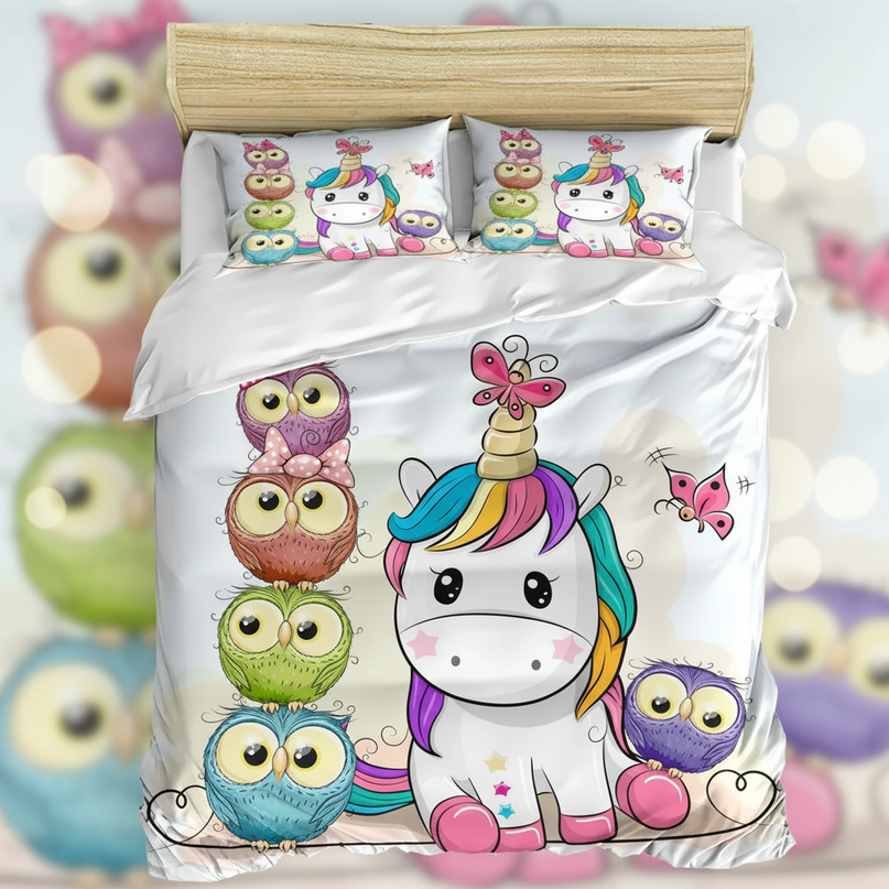 unicorn owl bedding - lifestyle