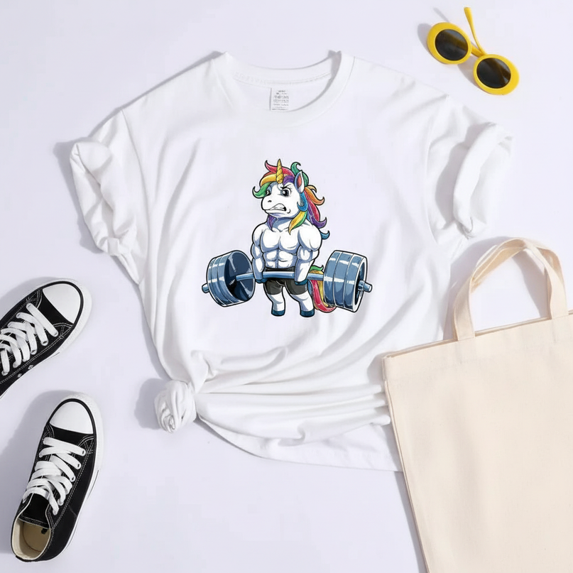 unicorn pajama party shirt - flat-lay