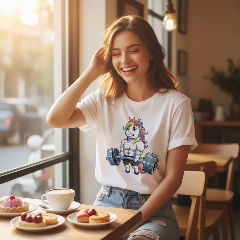 unicorn pajama party shirt - in-use