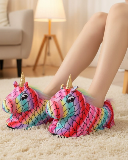 unicorn pajama slippers - in-use