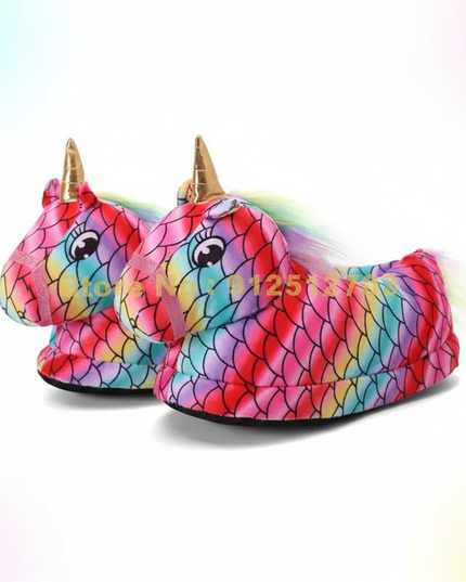 unicorn pajama slippers - white-bg