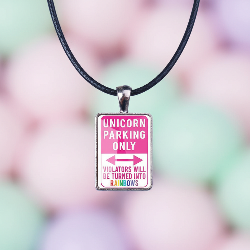 unicorn parking necklace - detail