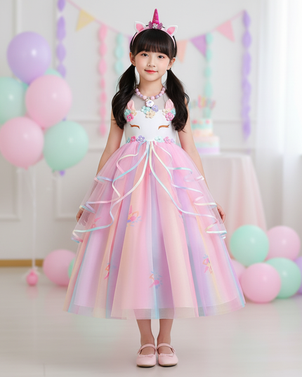 unicorn party dress princess set - detail