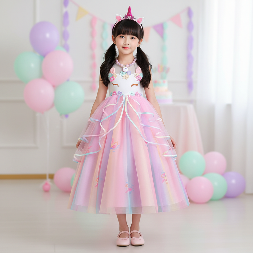 unicorn party dress princess set - detail