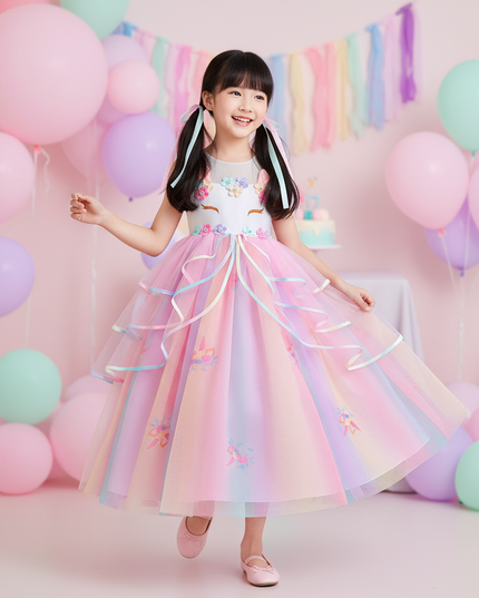 unicorn party dress princess set - front