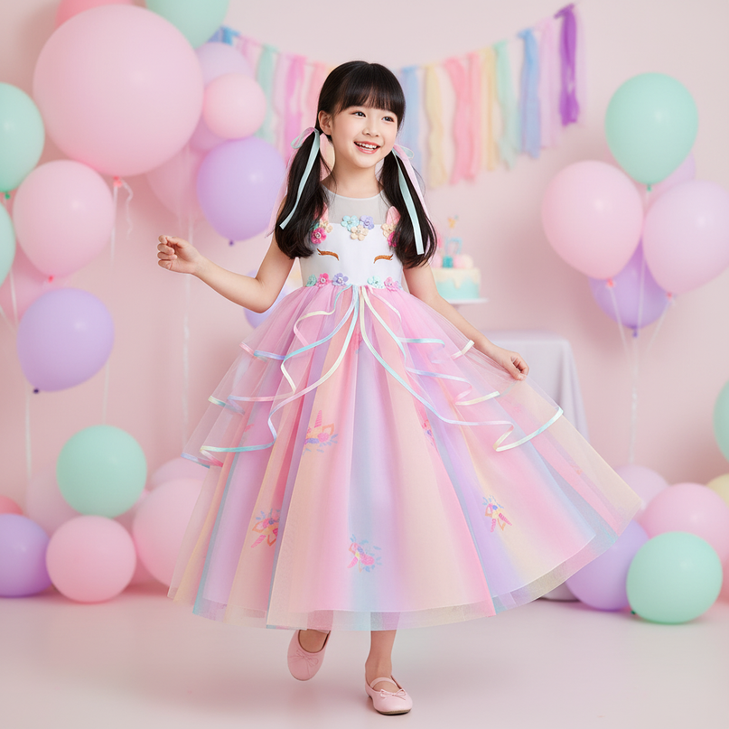 unicorn party dress princess set - front