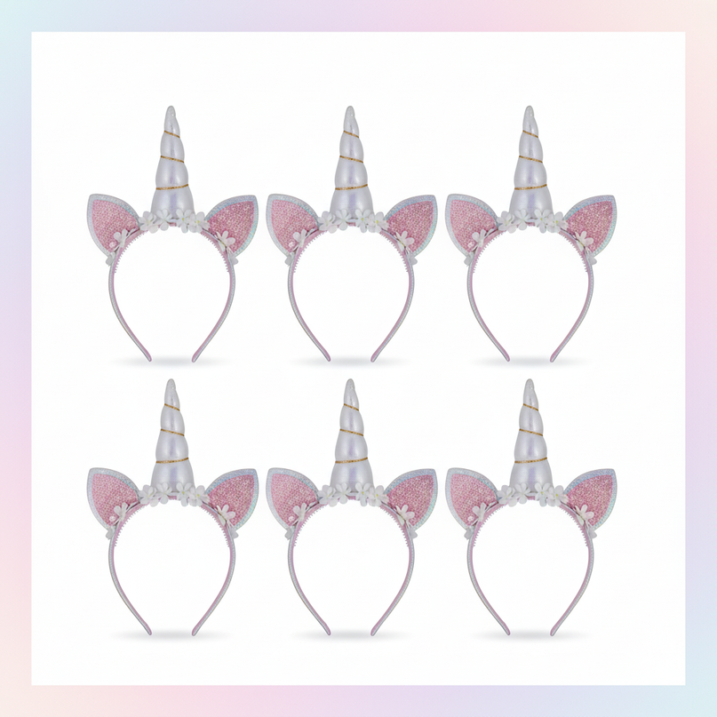 unicorn party favors headband set - white-bg