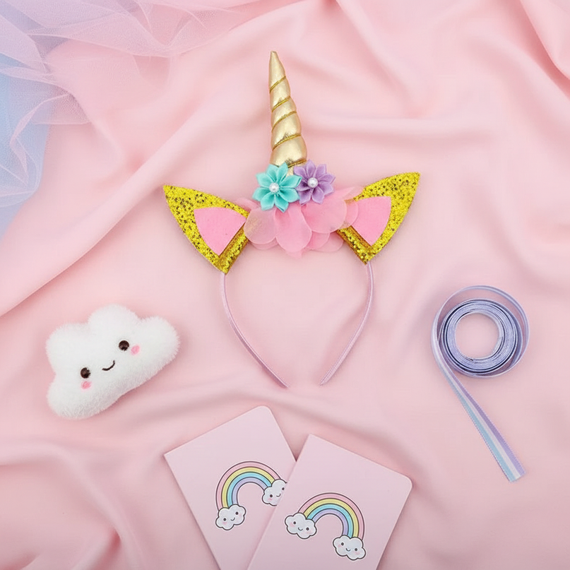 unicorn party headband - flat-lay