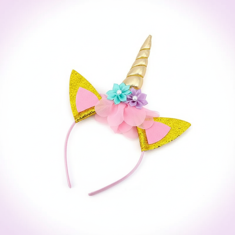 unicorn party headband - white-bg