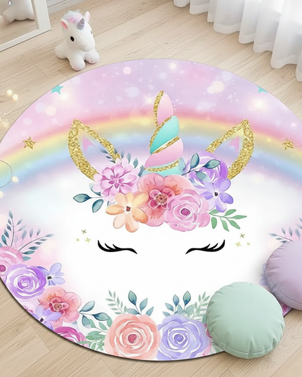 unicorn party rug - flat-lay