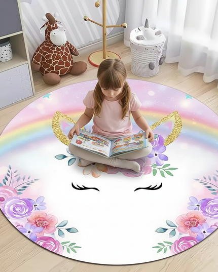 unicorn party rug - in-use