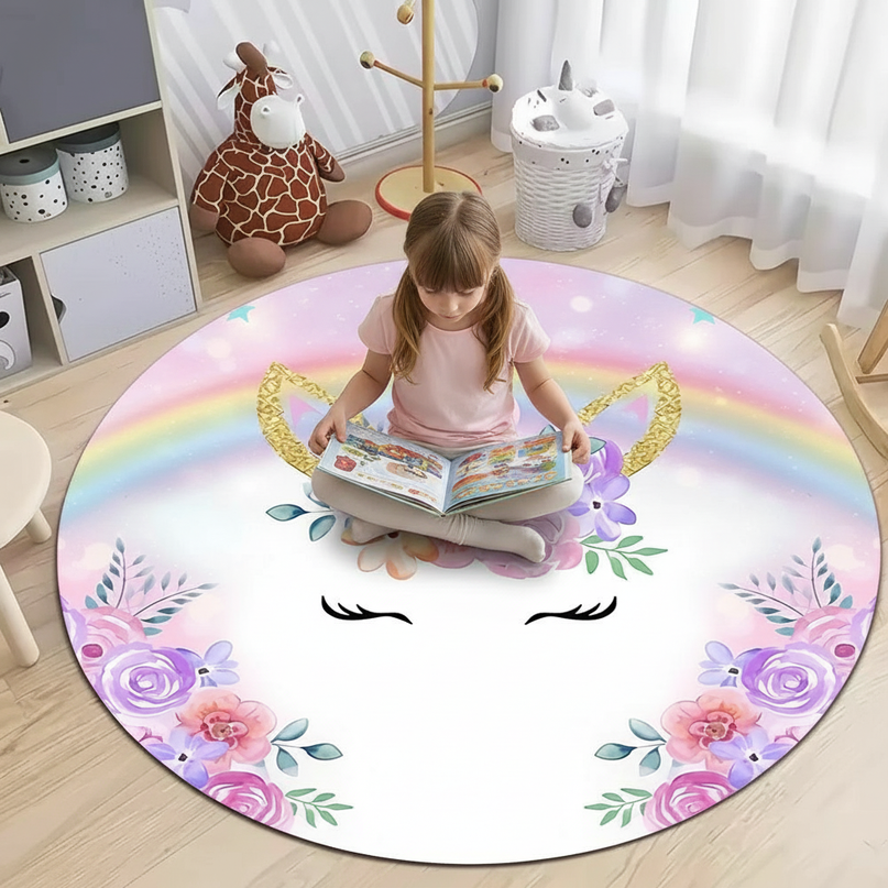 unicorn party rug - in-use