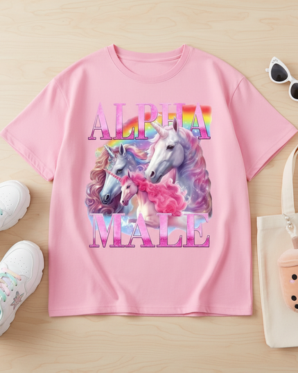 unicorn party shirts - flat-lay