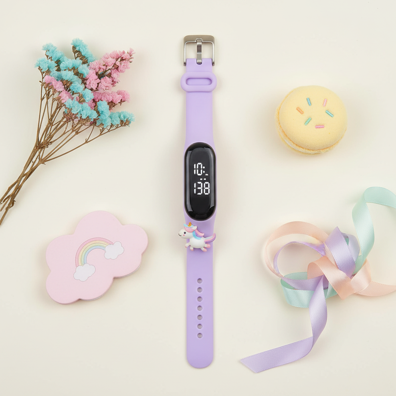 unicorn pastel led watch - flat-lay