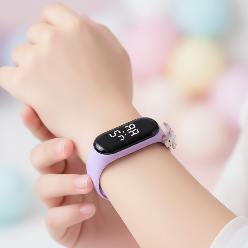 unicorn pastel led watch - in-use