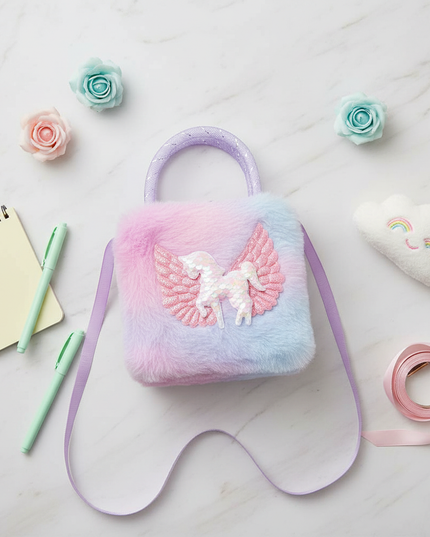 unicorn pastel shoulder purse - flat-lay