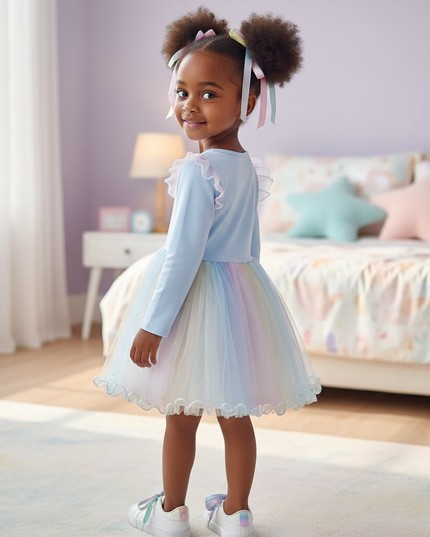 unicorn patchwork gauze dress - back