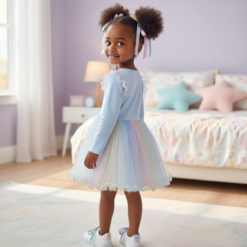 unicorn patchwork gauze dress - back