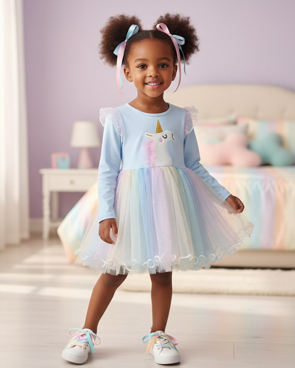 unicorn patchwork gauze dress - front
