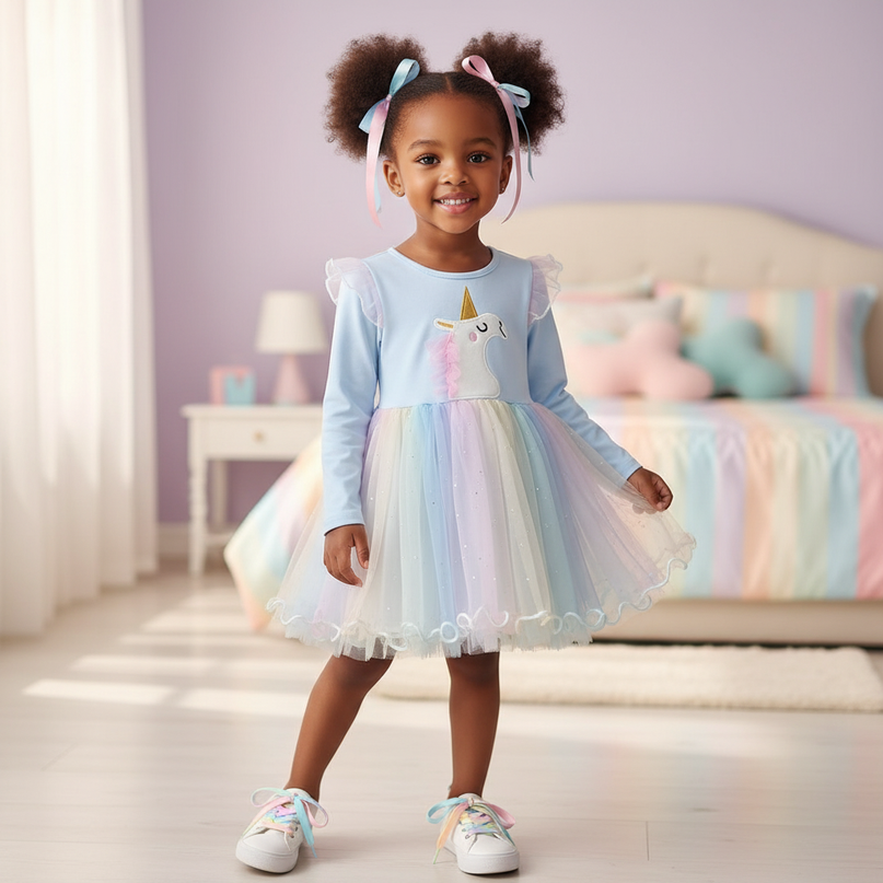 unicorn patchwork gauze dress - front