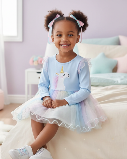 unicorn patchwork gauze dress - sitting