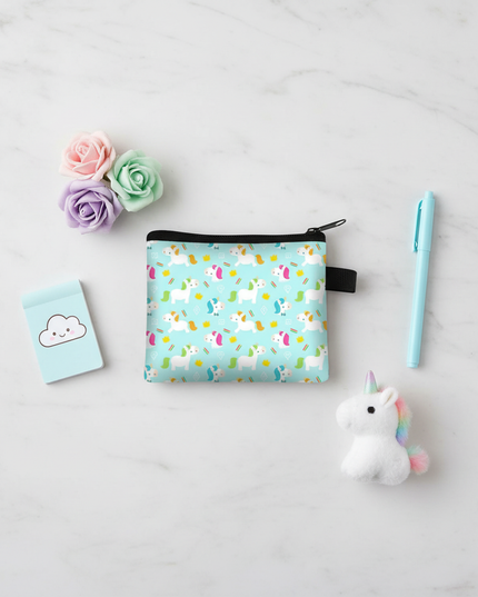 unicorn pattern coin purse - flat-lay