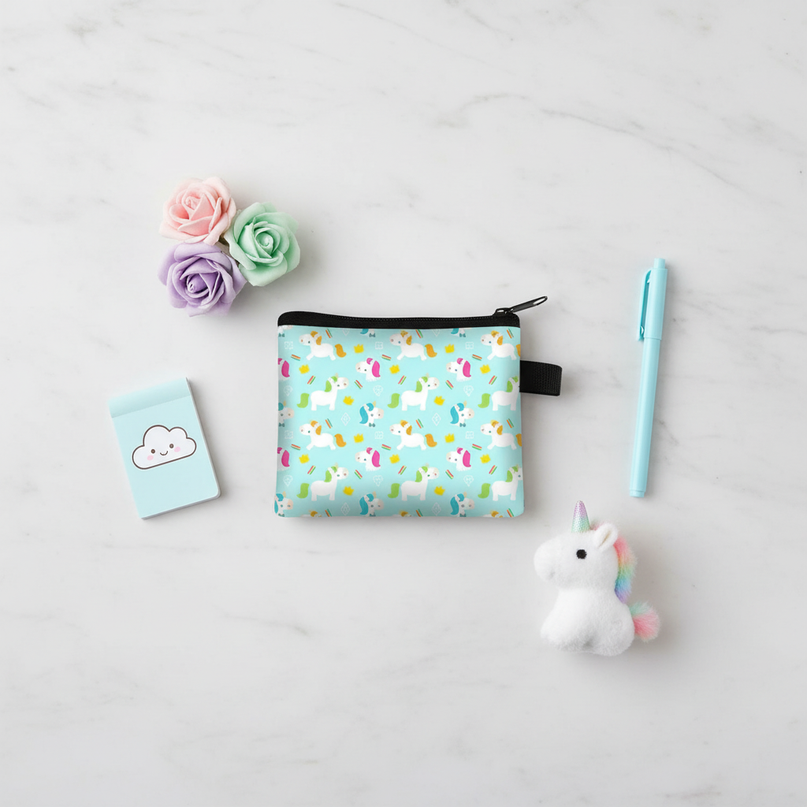 unicorn pattern coin purse - flat-lay