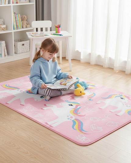 unicorn pattern rug - in-use