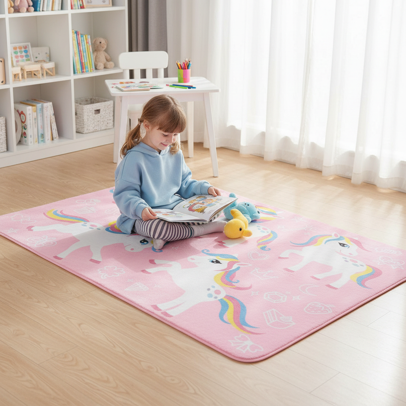 unicorn pattern rug - in-use