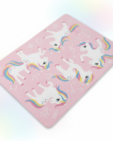 unicorn pattern rug - white-bg