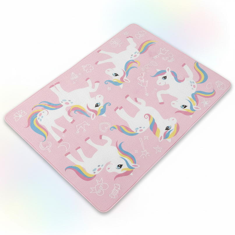 unicorn pattern rug - white-bg