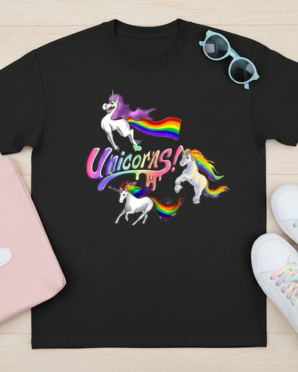 unicorn pattern shirt - flat-lay