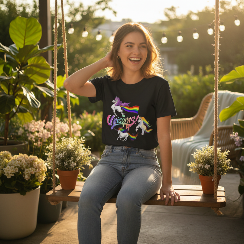 unicorn pattern shirt - in-use