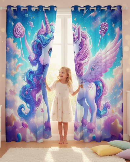 unicorn pegasus curtains - in-use