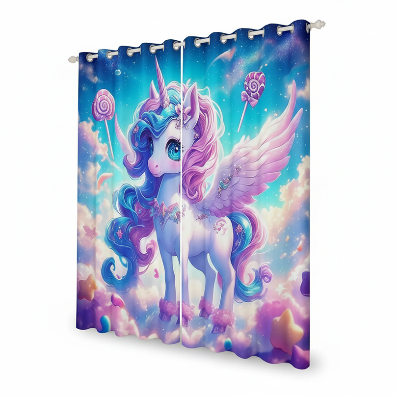 unicorn pegasus curtains - white-bg