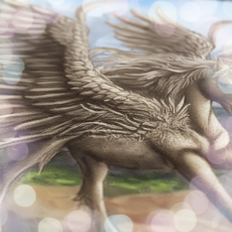 unicorn pegasus rug - detail