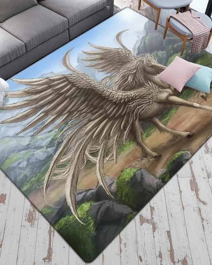 unicorn pegasus rug - flat-lay