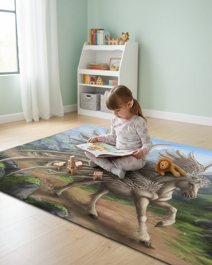 unicorn pegasus rug - in-use