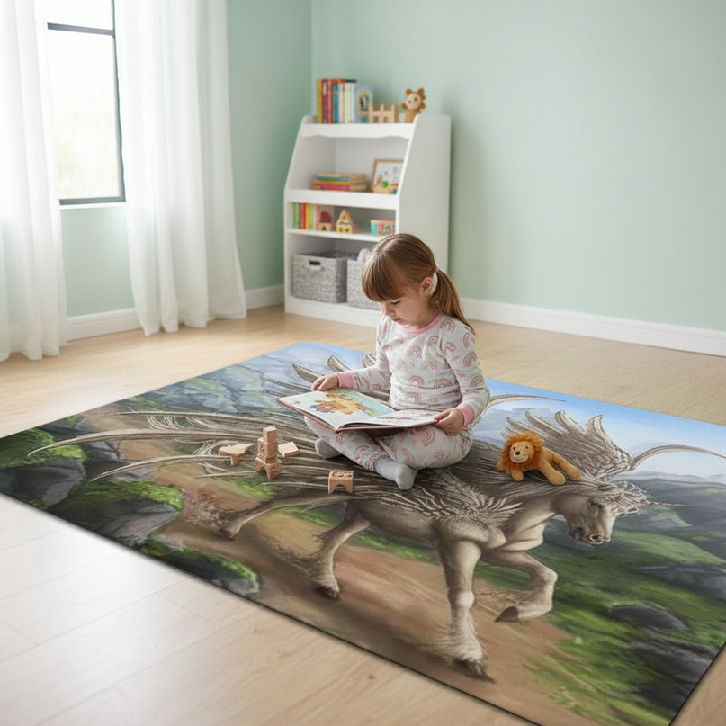 unicorn pegasus rug - in-use
