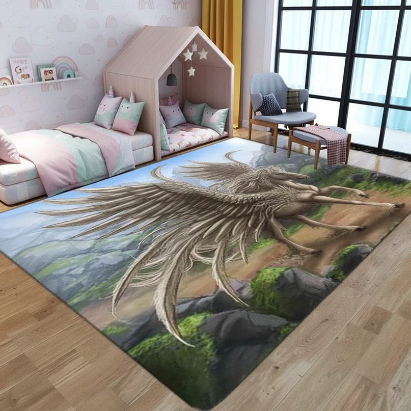 unicorn pegasus rug - lifestyle