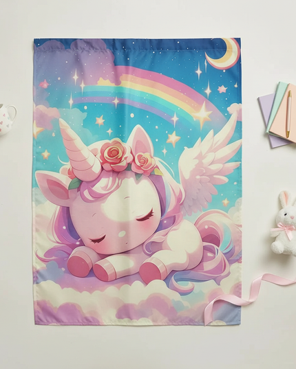 unicorn pegasus shower curtain - flat-lay