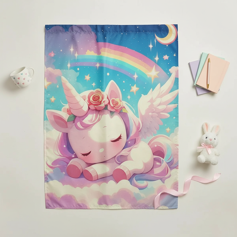 unicorn pegasus shower curtain - flat-lay