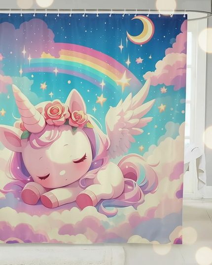 unicorn pegasus shower curtain - lifestyle