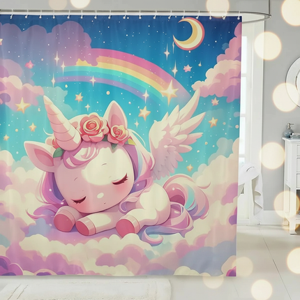 unicorn pegasus shower curtain - lifestyle